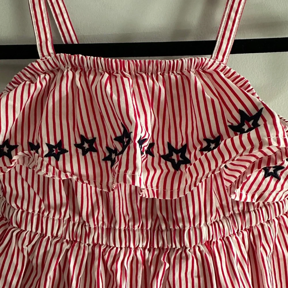 Gymboree Striped‎ Star Sundress Girls 4 Red White Excellent Patriotic Nautical